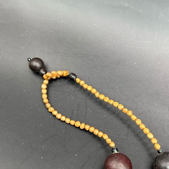 Chunky Boho Wood Necklace Brown Bead Disk Round Beads VTG Southwest Classic - Picture 6 of 6